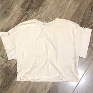 Zara White T-Shirt with pearls